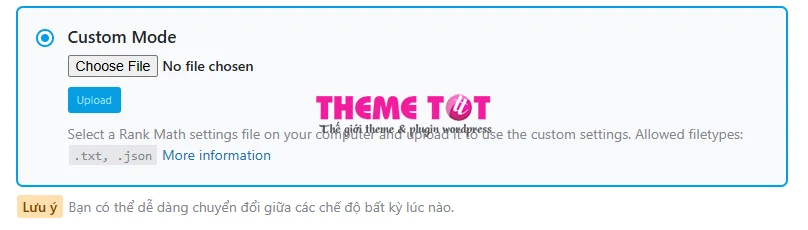 Chế độ tùy chỉnh rank math pro