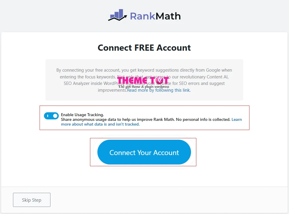 Connect Your Account rank math seo