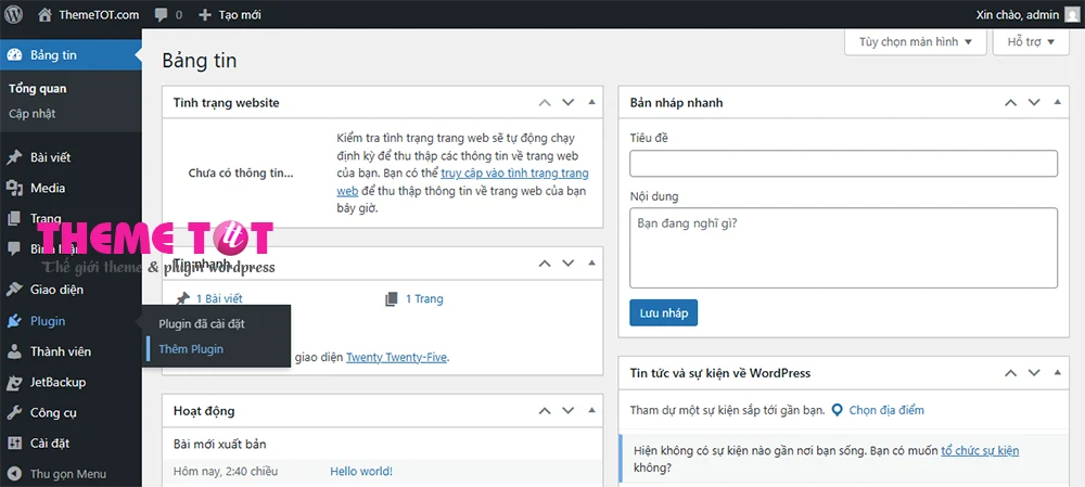 Thêm plugin mới wordpress