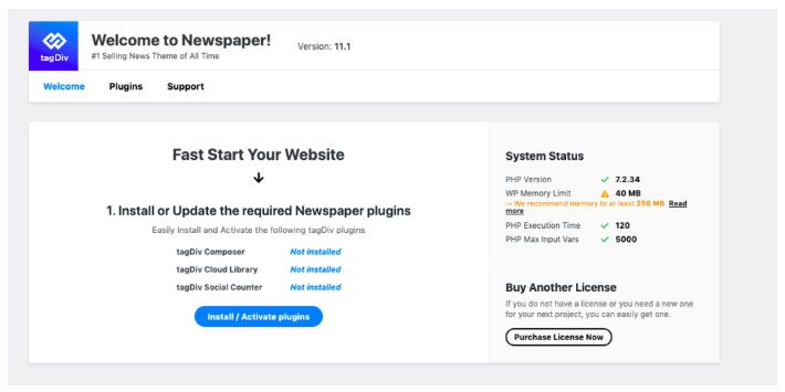 import demo Newspaper WordPress Theme