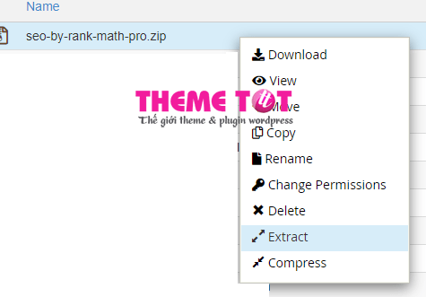 Extract file theme plugin cpanel