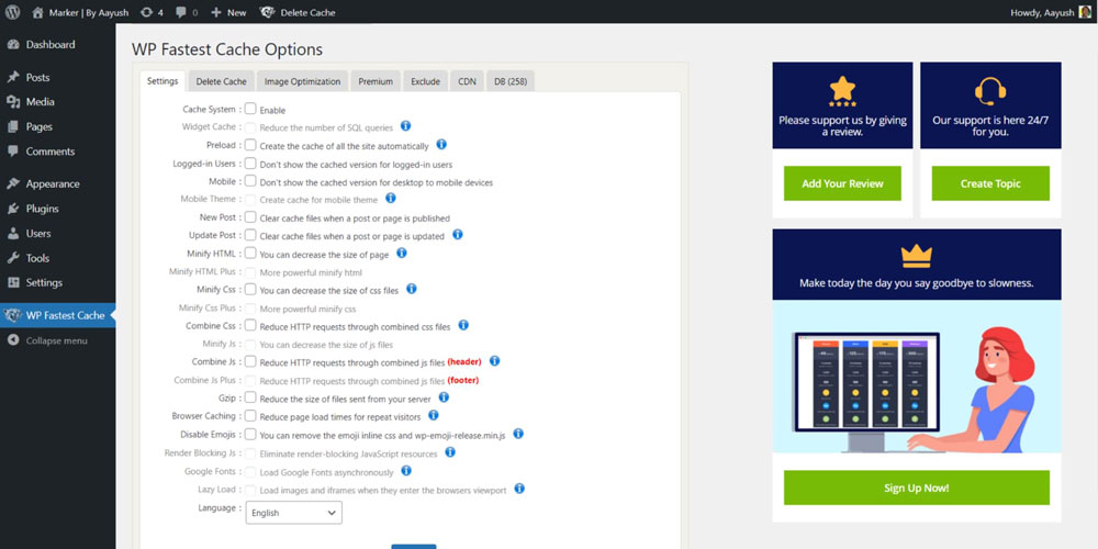 WP Fastest Cache wordpress