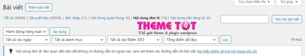 Công cụ nội dung mồ côi (Orphaned content) trên yoast