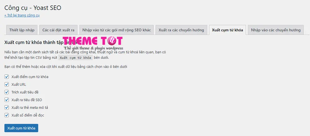 xuất nhập từ khóa quan trọng yoast seo